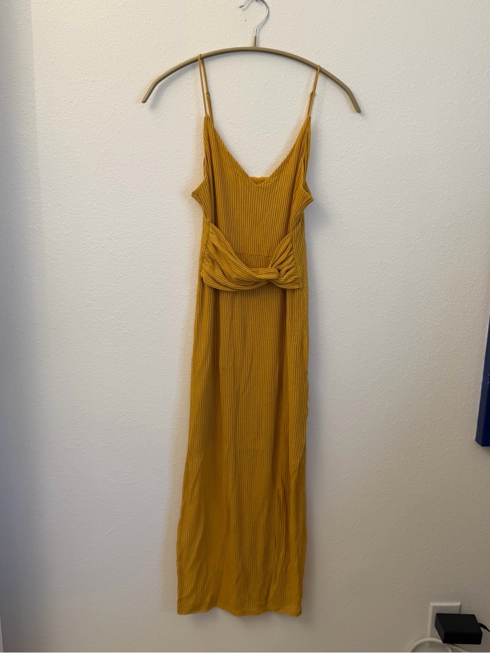 Mustard Yellow Maxi Slip Dress with Front Knot